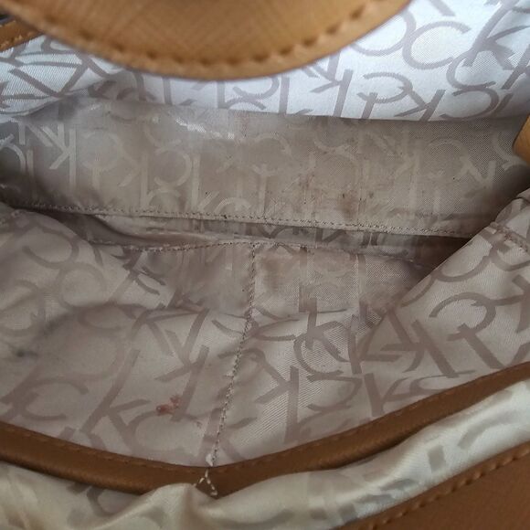 Calvin Klein Signature Monogram Tote Bag Purse Brown Tan This classic - Picture 5 of 8